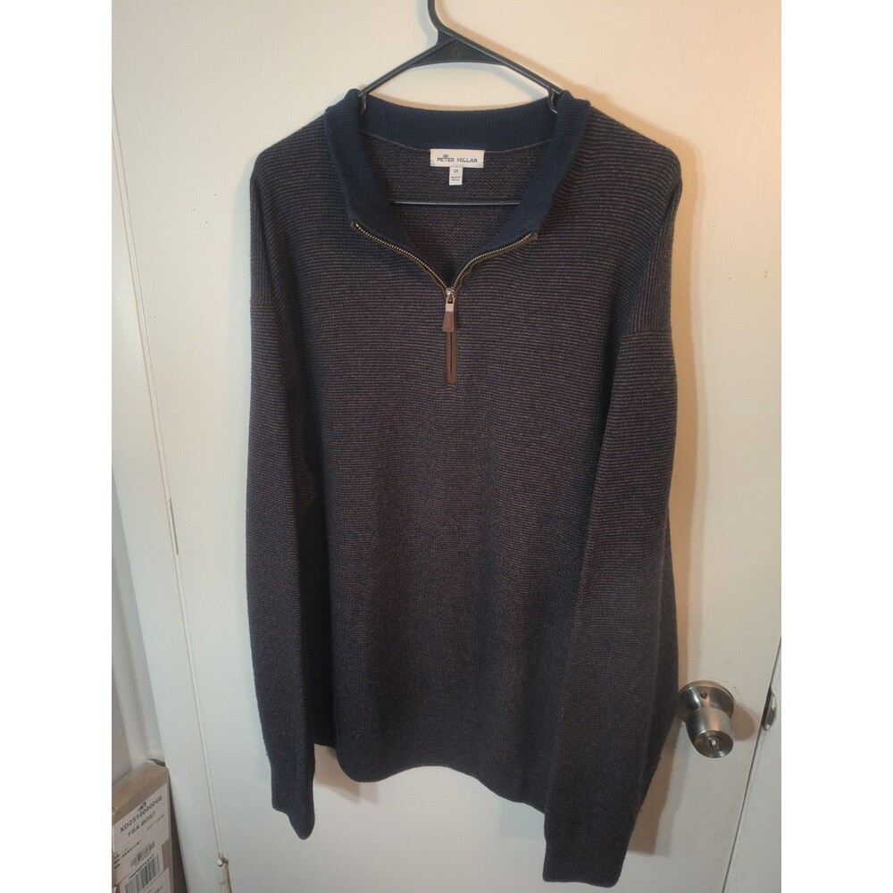 Peter Millar Mens Size 2X Quarter Zip Pullover Sweater 90% Merino Wool 10%...